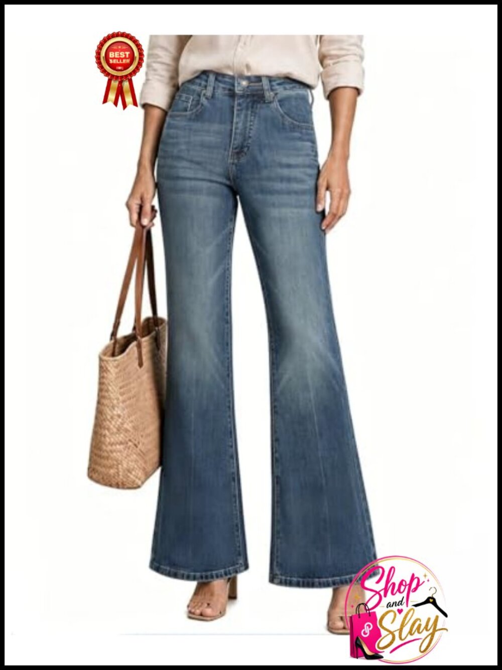 High Waisted Bell Bottom Jeans Stretchy Flare Bootcut Pants